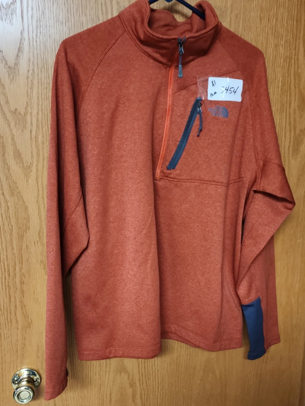 The North Face Orange Heather Quarter-Zip Pullover mens XL number 3454